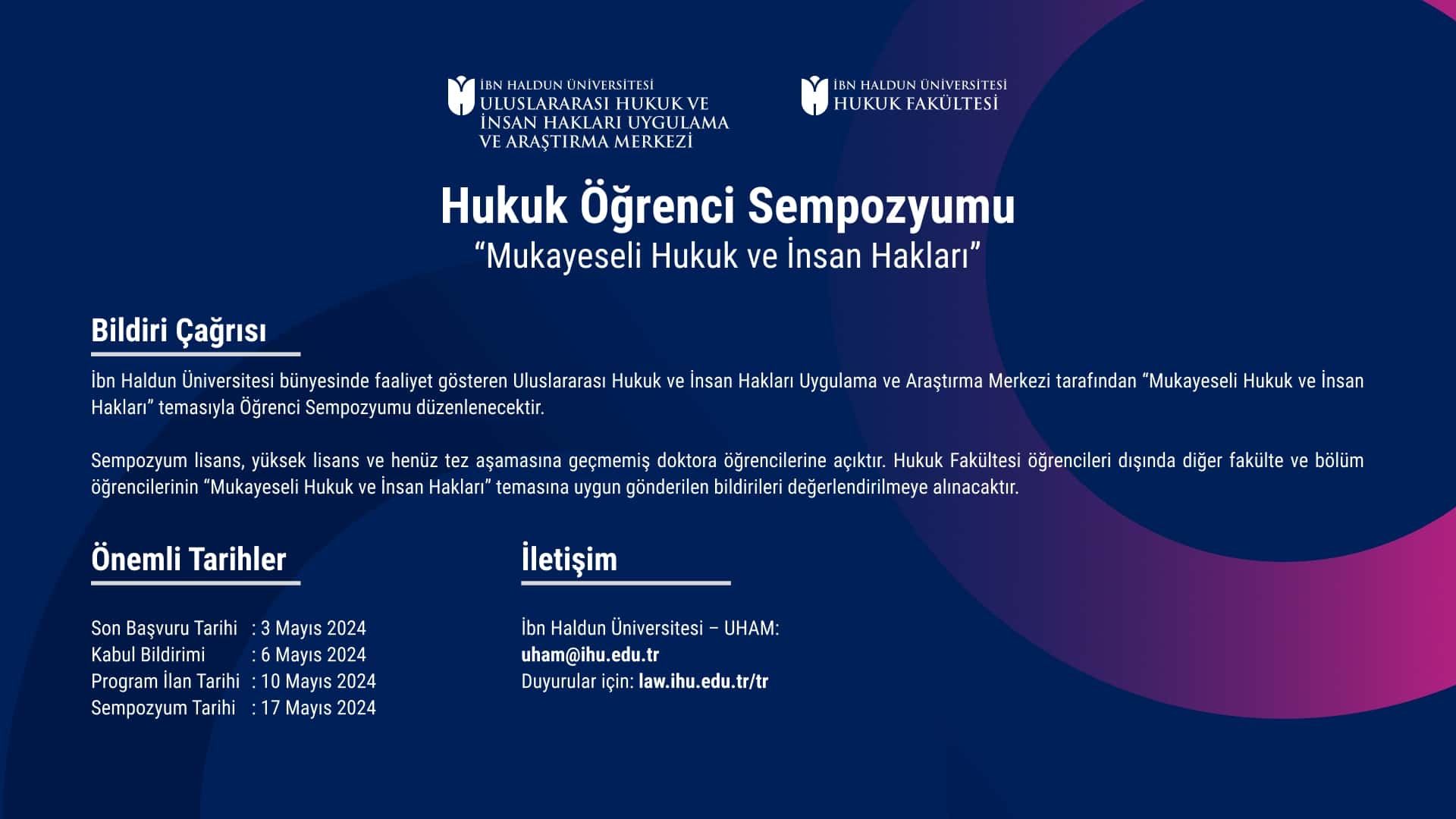 Hukuk Öğrenci Sempozyumu “Mukayeseli Hukuk ve İnsan Hakları” Bildiri Çağrısı